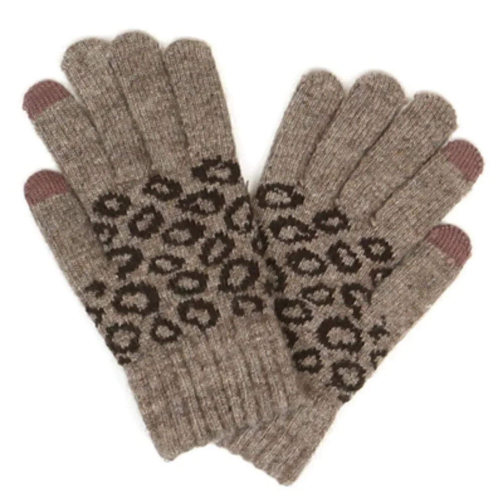 Brown Leopard Print Mittens